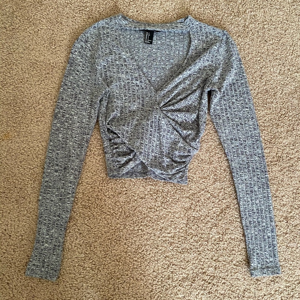 sweater crop top w a cut out for the chest area